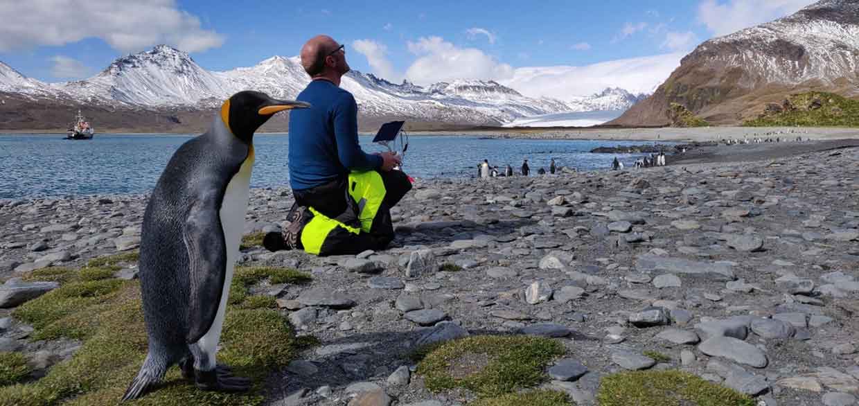 Neil Golding, drone mapping in South Georgia. Photo credit: Oli Prince